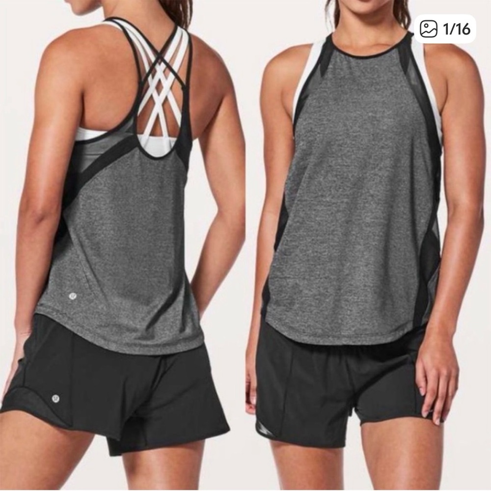 Lululemon Athletica Run Off Route Grey Racerback Tank
